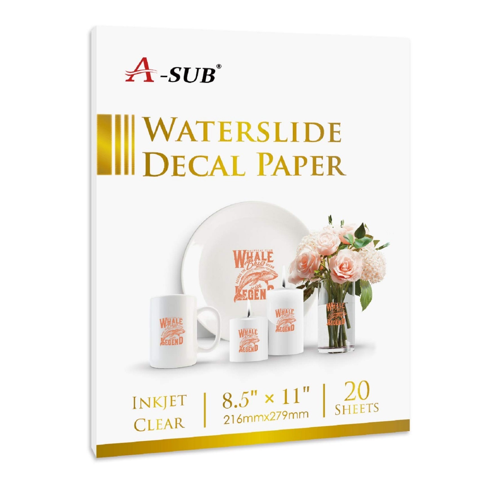 Waterslide Decal Paper for Inkjet Printers – 20 Clear Sheets 8.5×11″ for DIY Tum