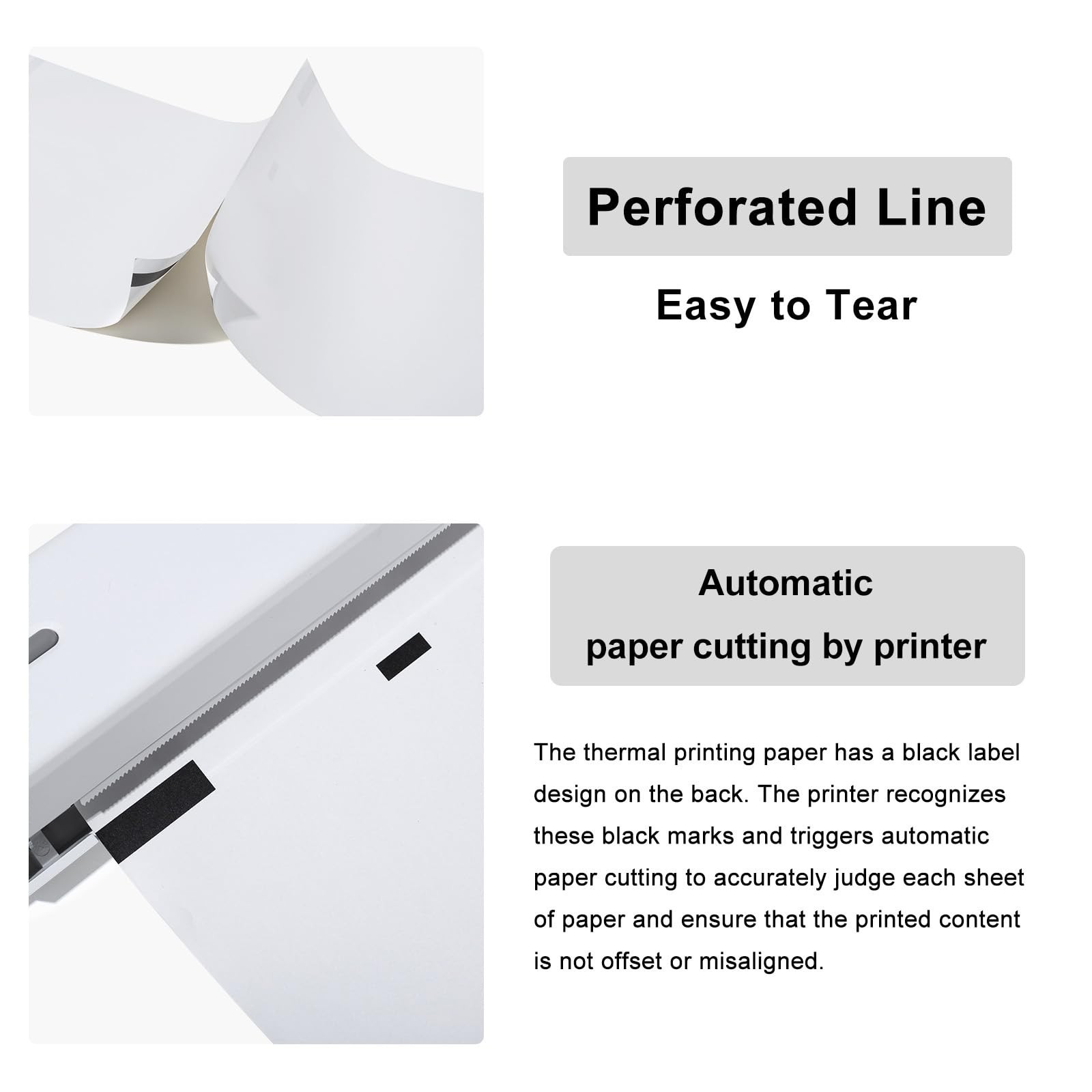 8.5×11 A4 Thermal Printer Paper – BPA-Free, Continuous Folded, 300 Sheets, Compa