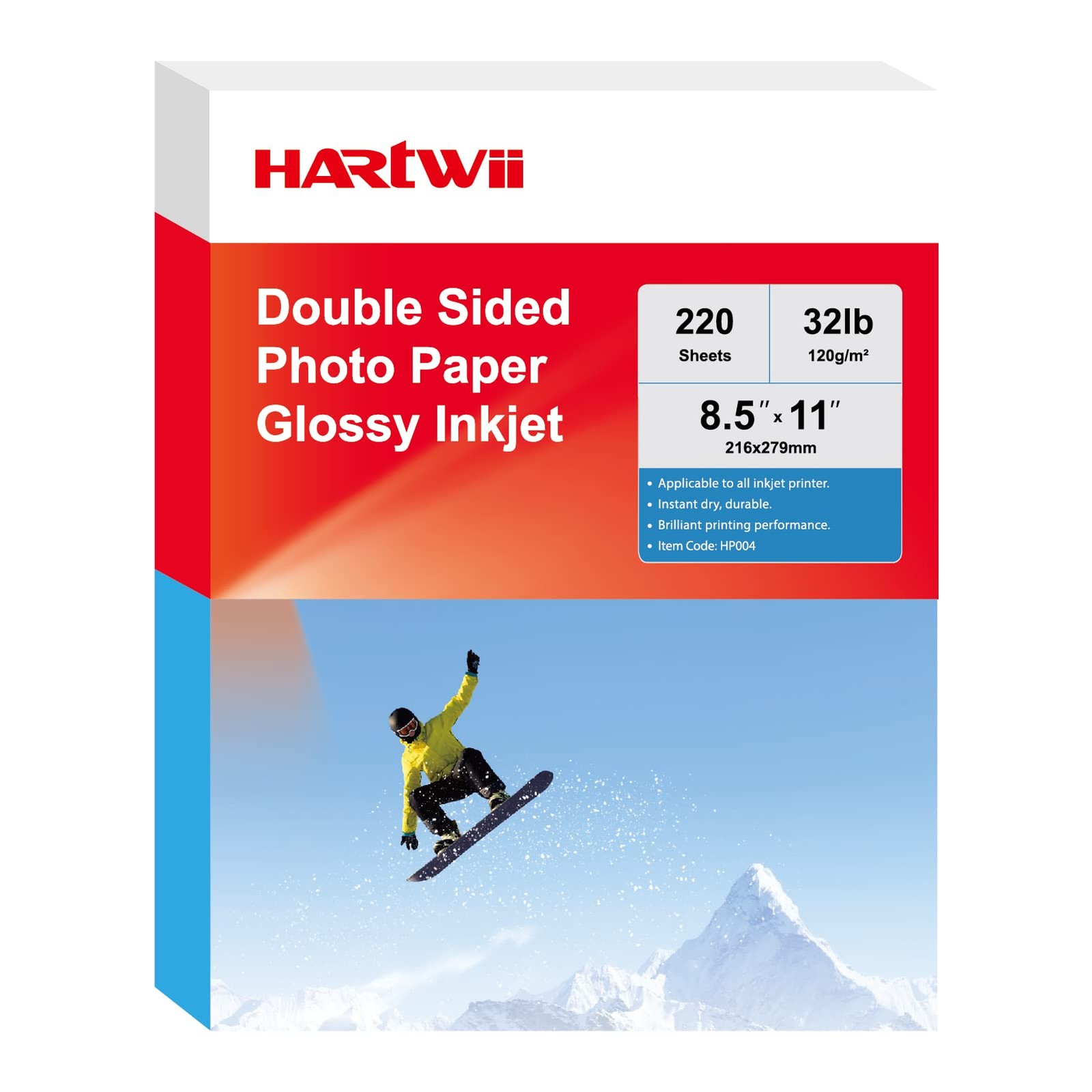 Double Sided Glossy Inkjet Photo Paper Letter Size 8.5×11 32lb 120gsm 220 PACK