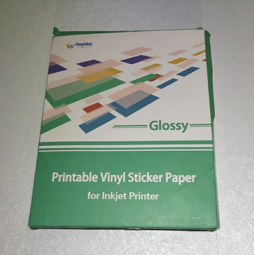 Gwybkq Sticker Paper Printable Vinyl for Inkjet Printer, 50 Sheets White Glossy