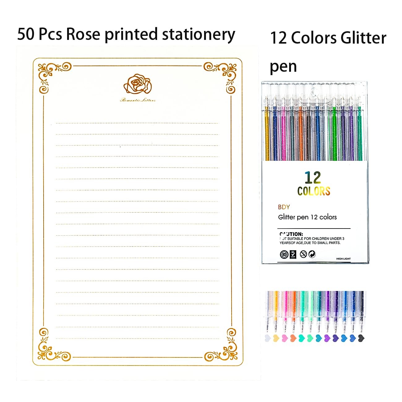 Romantic Littles 62Pcs Rose Gold Letter Writing Stationery Set – 50 A4 Vintag…