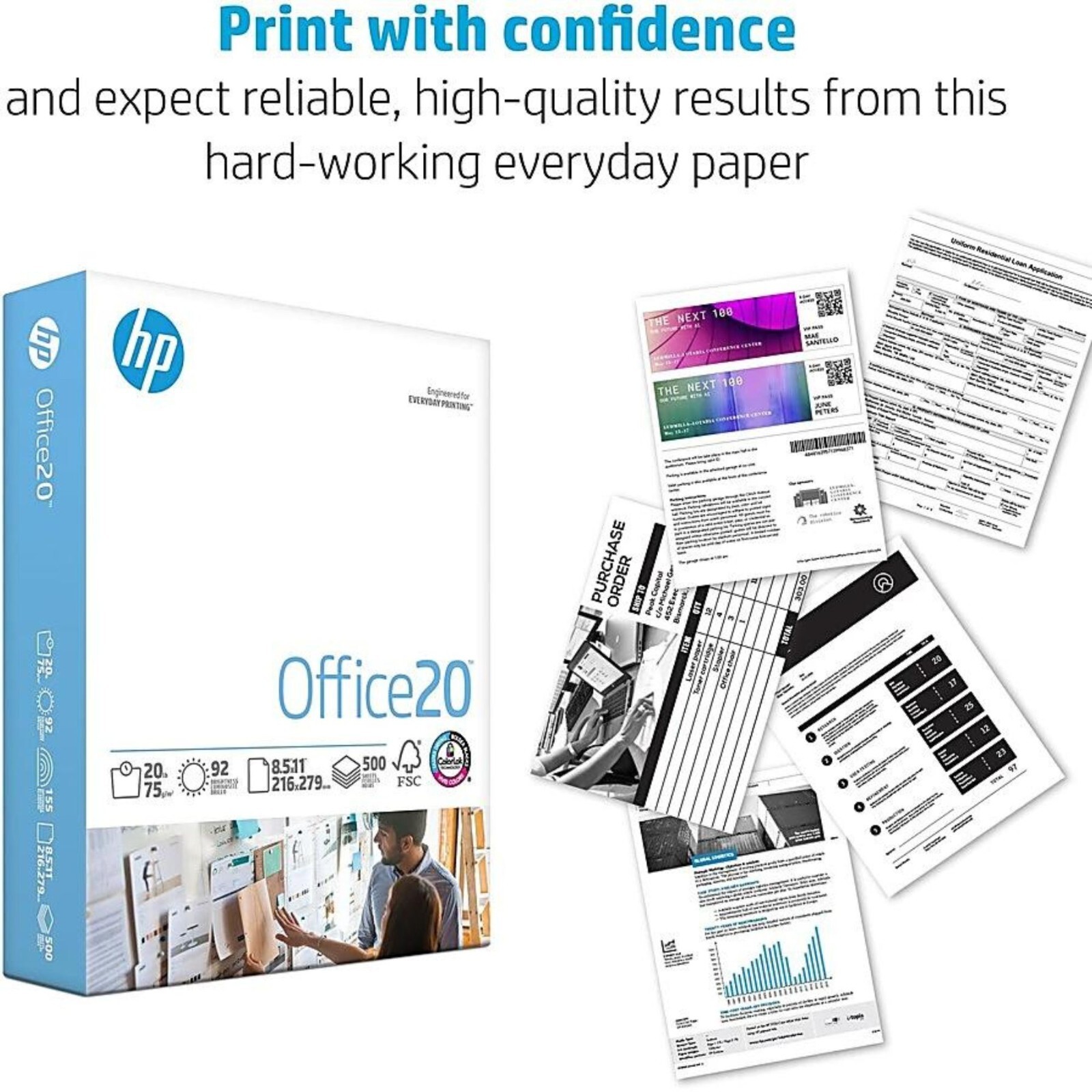 HP Office White Print Paper Size (8.5″ x 11″) Case Of 10 Reams, Count 5000 Sheet