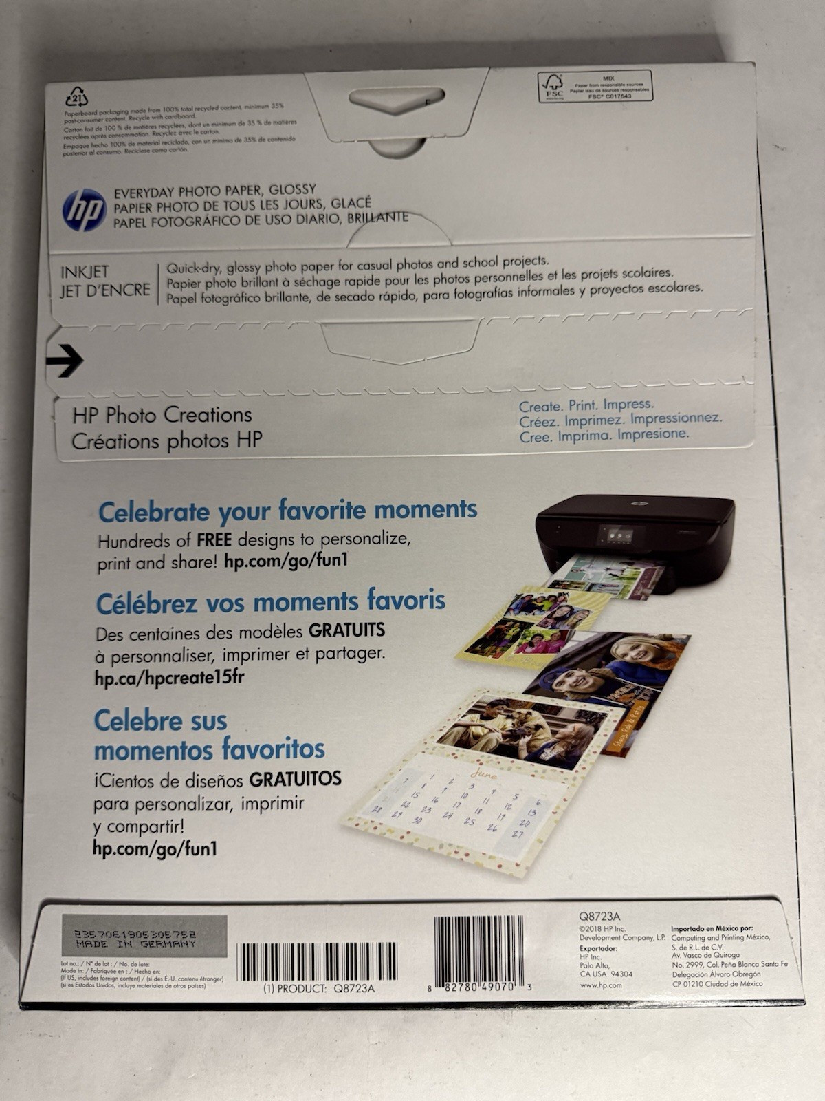 Hewlett Packard Q6638A 4 x 6 inch Glossy Printer Paper – 100 Sheets C1