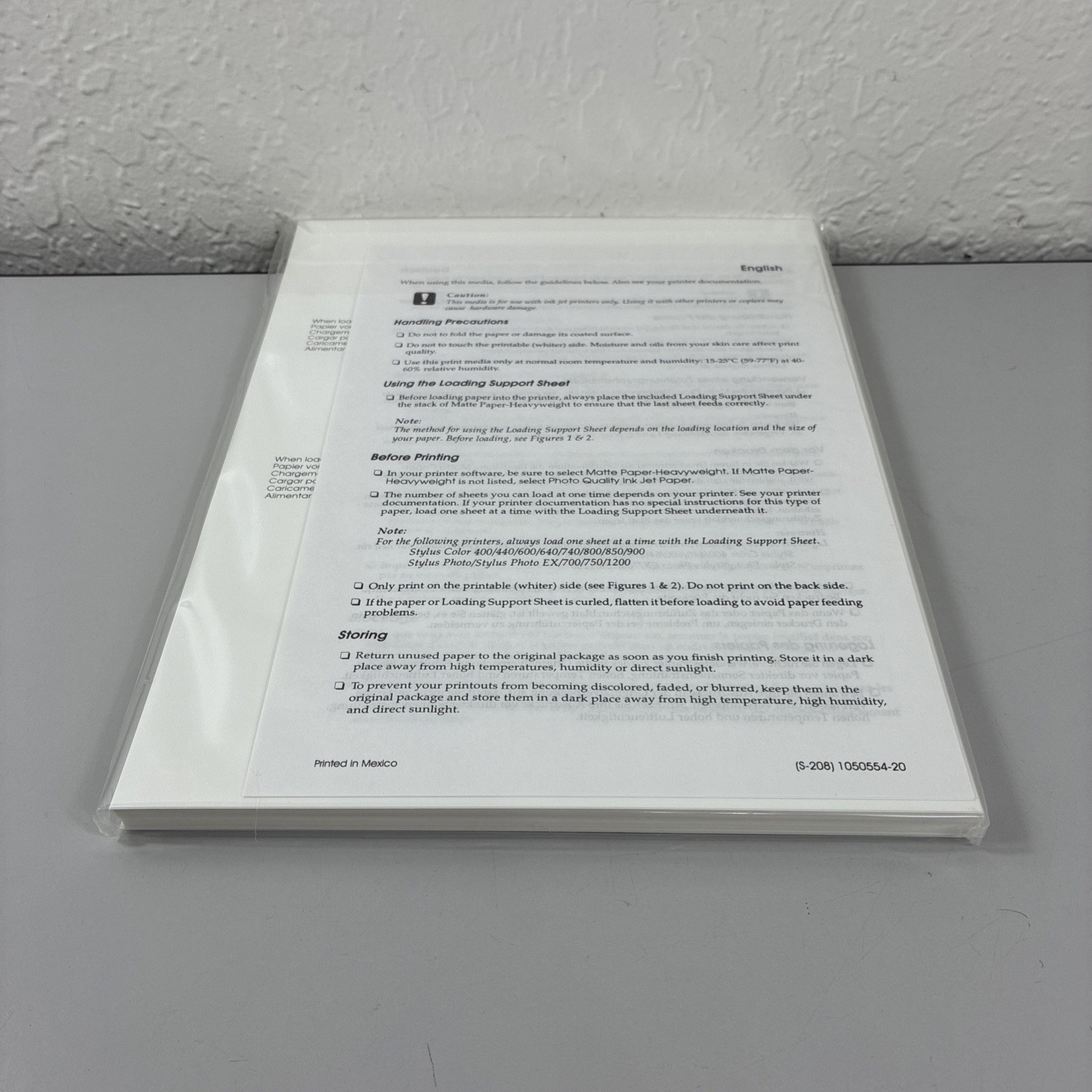 Epson S041257 Ink Jet Printer Matte Paper Heavyweight 50 Sheets Non-Glare Finish