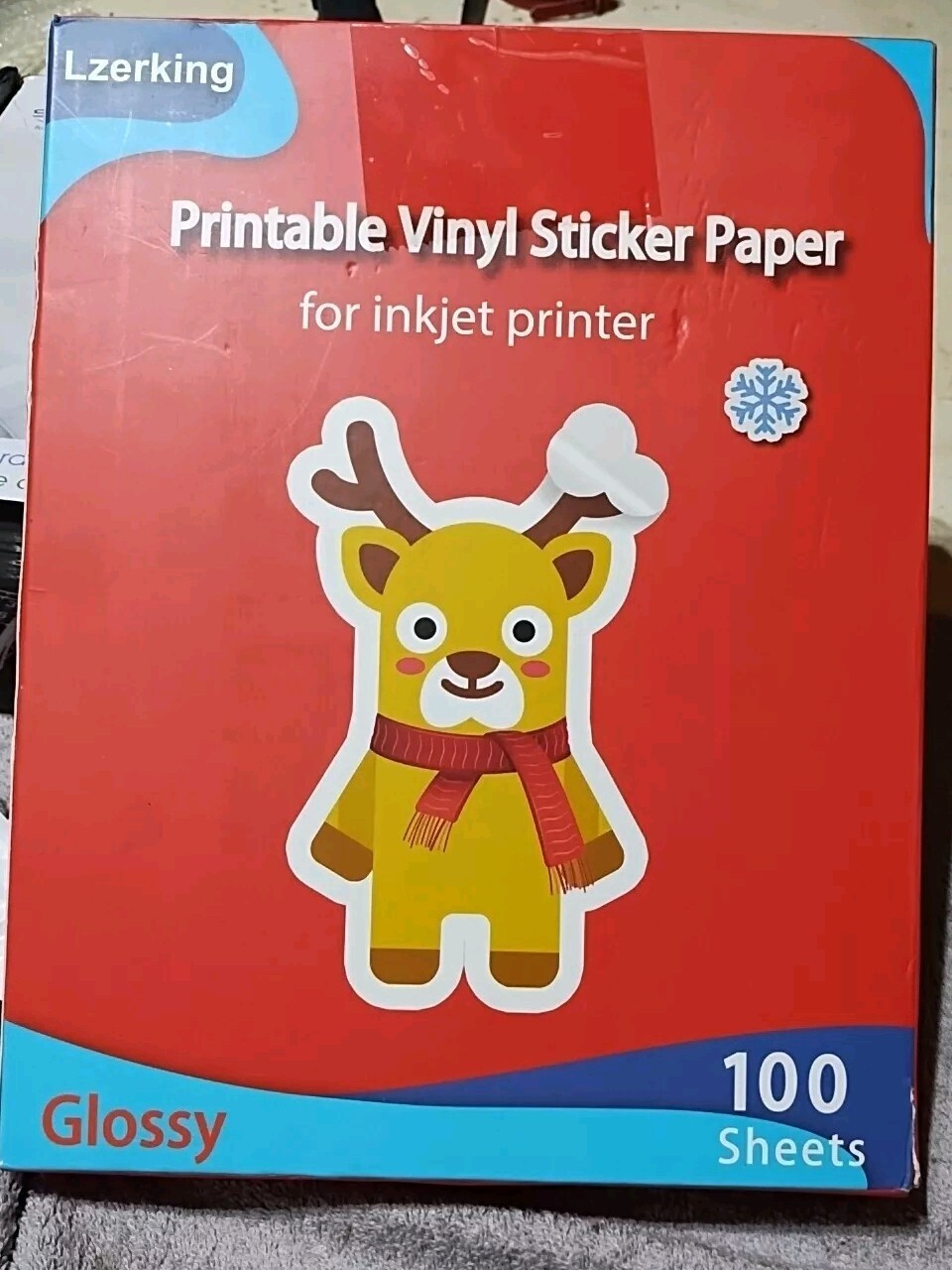 Lzerking Printable Vinyl Glossy Sticker Paper for Inkjet Printer 100 Sheets W