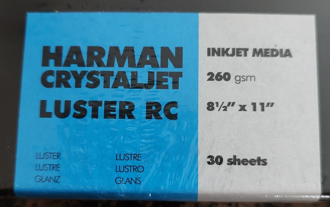 Harman Inkjet Crystaljet Luster RC Paper, 8.5 x 11, 25+5 Sheets 260gsm