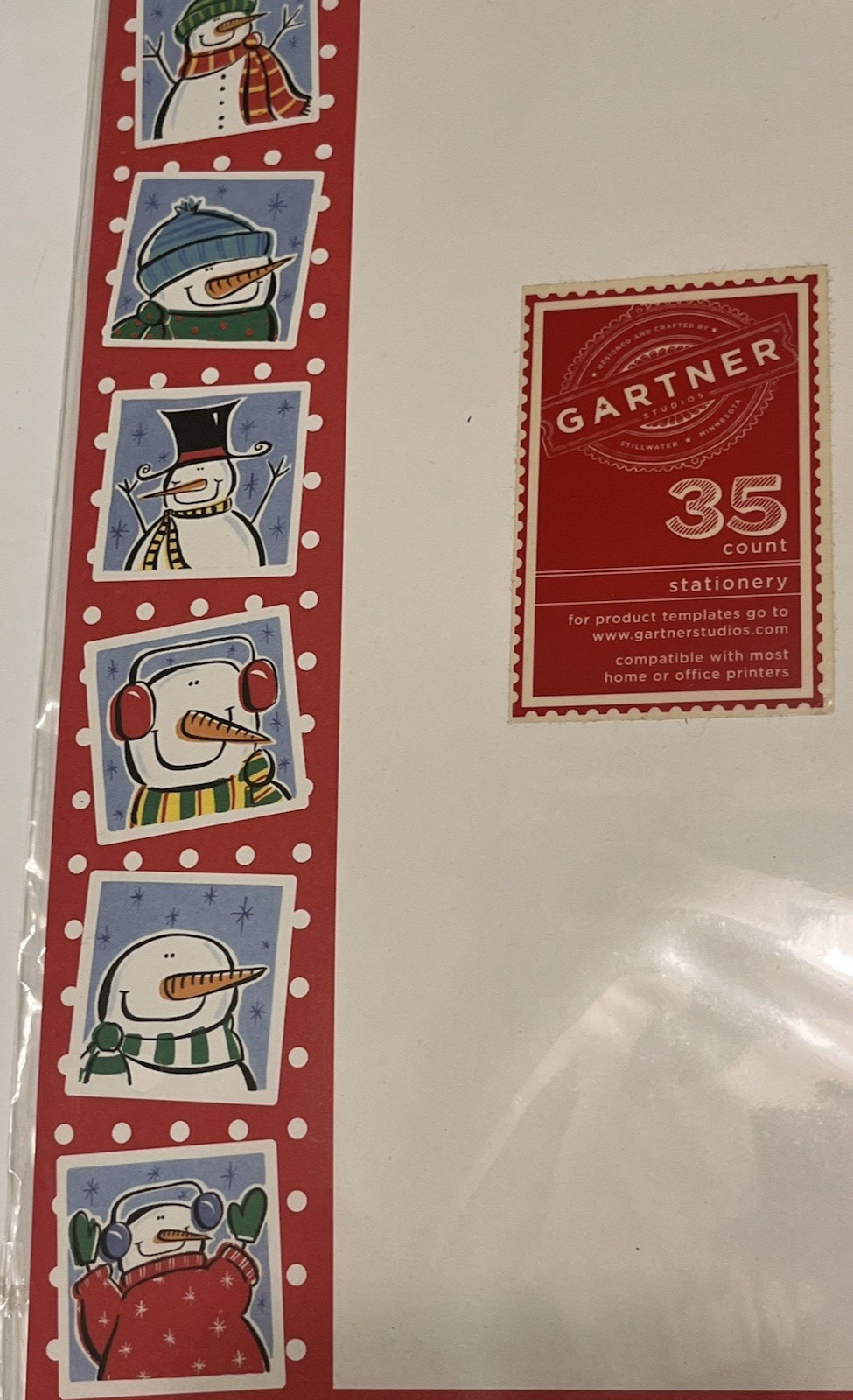 Computer Printer Paper 4 Packs/170 Sheets Hearts And Snowmen Border Stationery