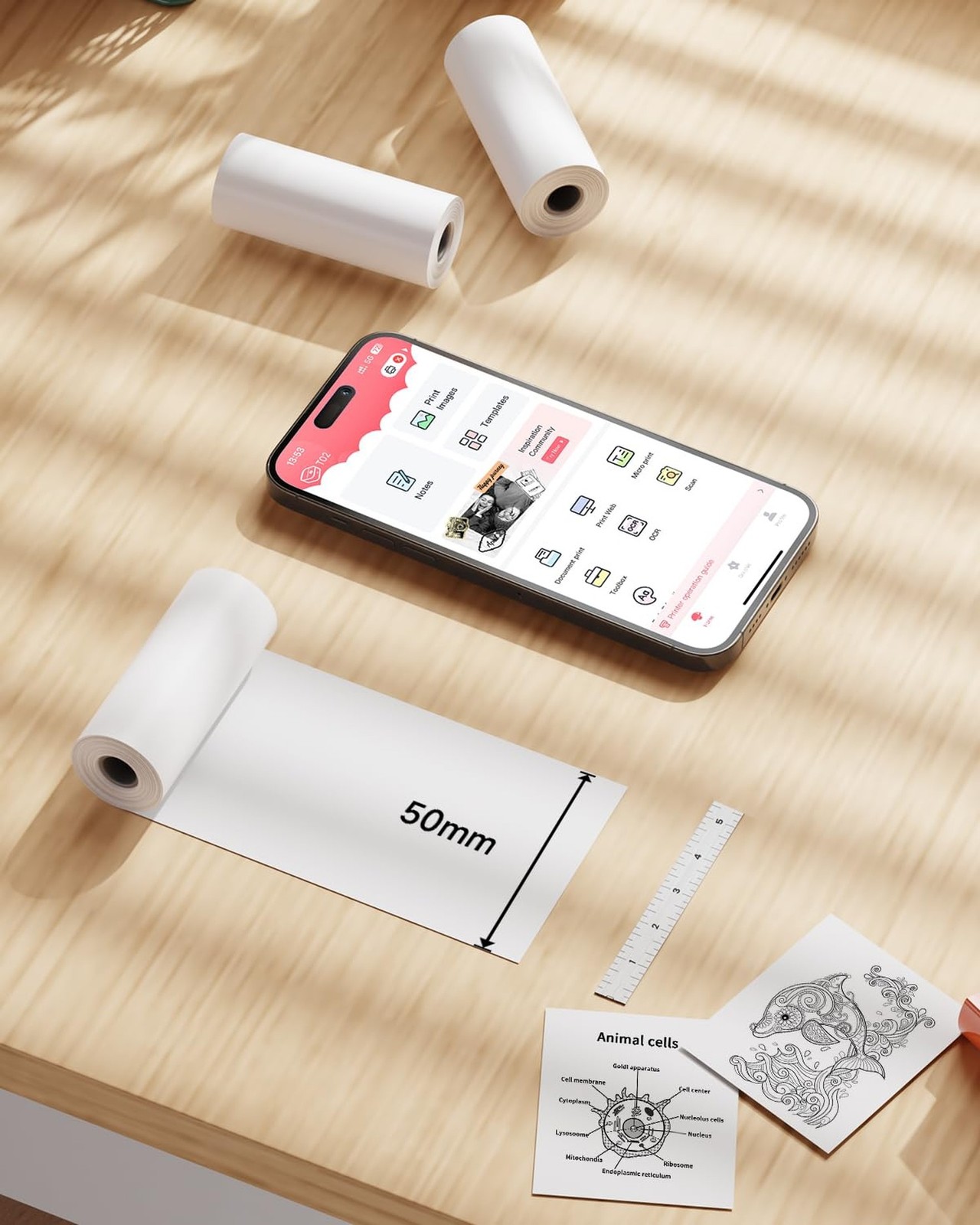 Phomemo T02 White Adhesive Thermal Paper, Sticker Paper Printer Paper, 1.96″ …