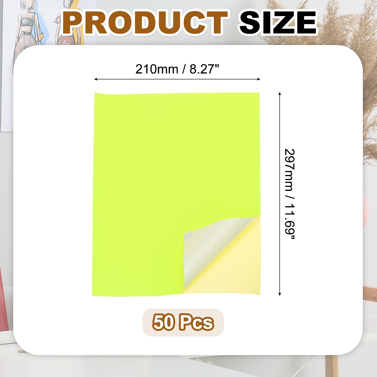 50 Pcs Sticker Paper for Printer 50 Pcs Full Sheet A4 Sticker Labels Yellow