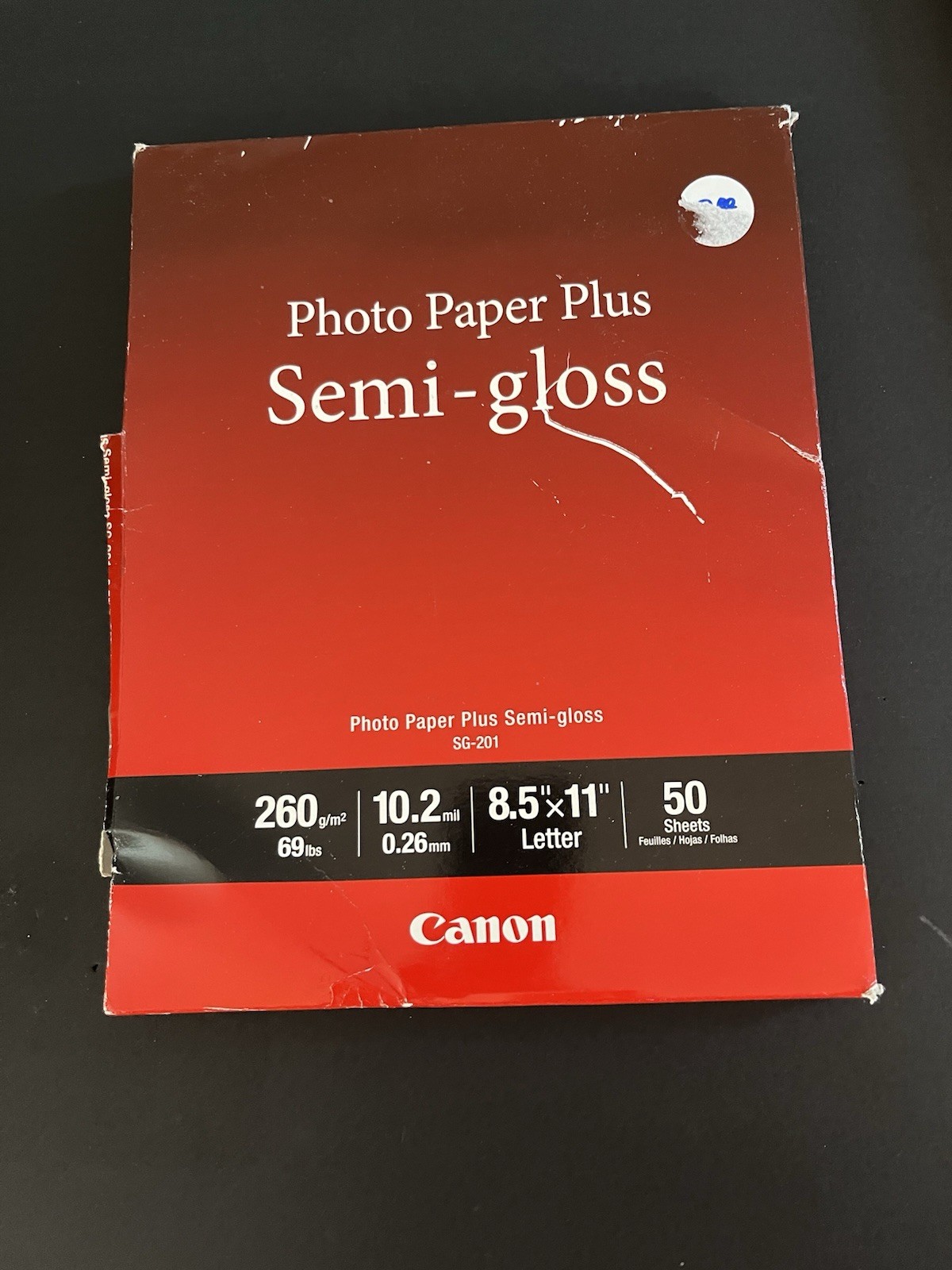Canon Photo Paper Plus Semi-gloss SG-201 Inkjet Paper, 8.5×11″, 50 Sheets