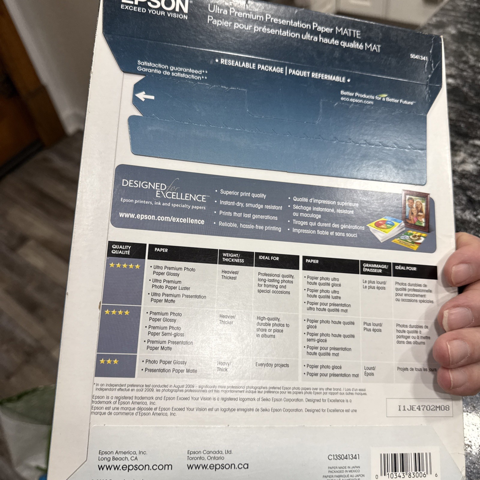 Epson Ultra Premium Presentation Paper Matte, 8.5″ x 11″, 50 sheets – NEW Sealed