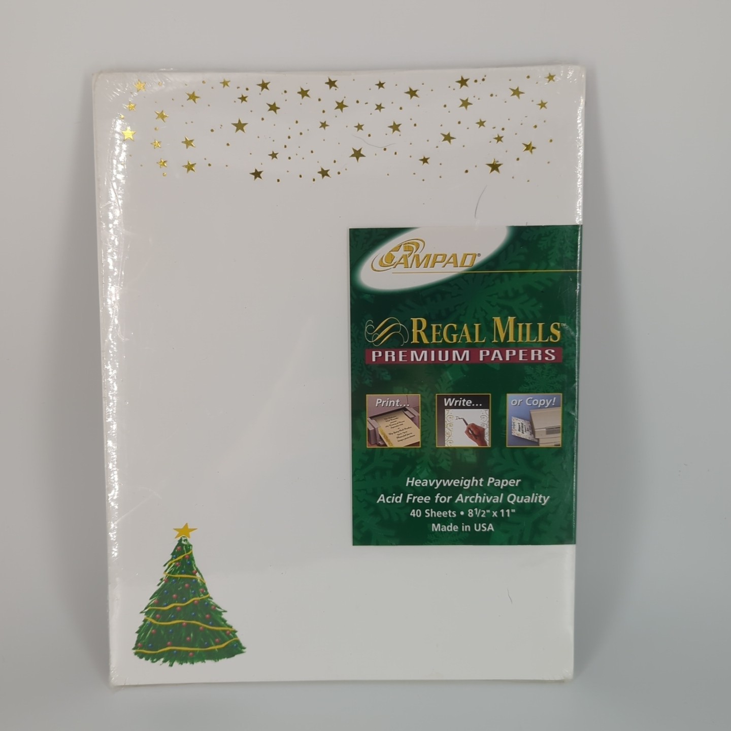 AMPAD Regal Mills Holiday Stars 8.5″ X 11″ Heavyweight Paper 40 sheets Made USA