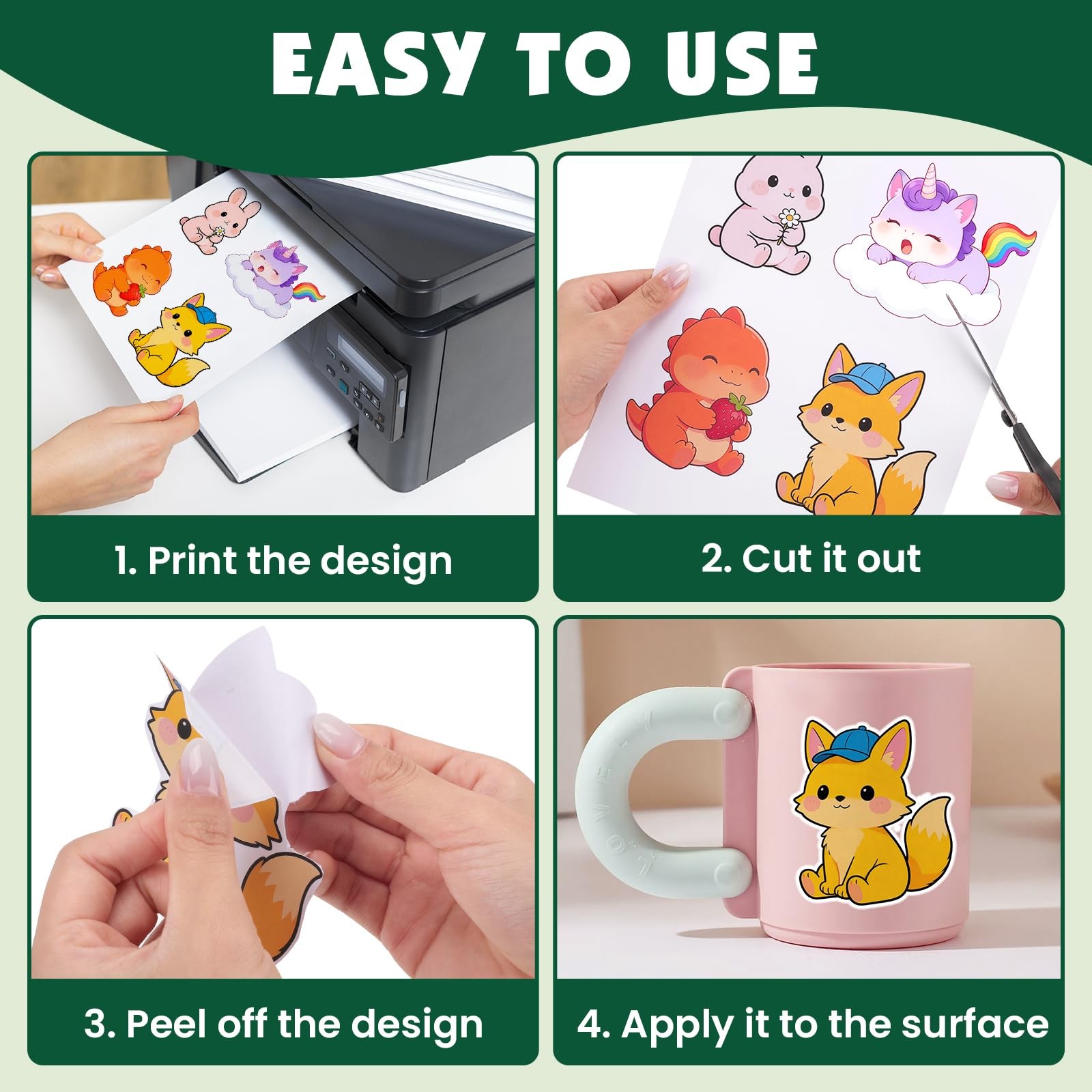 40 Sheets Matte Sticker Paper, 8.5in x 11in Sticker Paper for Inkjet & Laser …