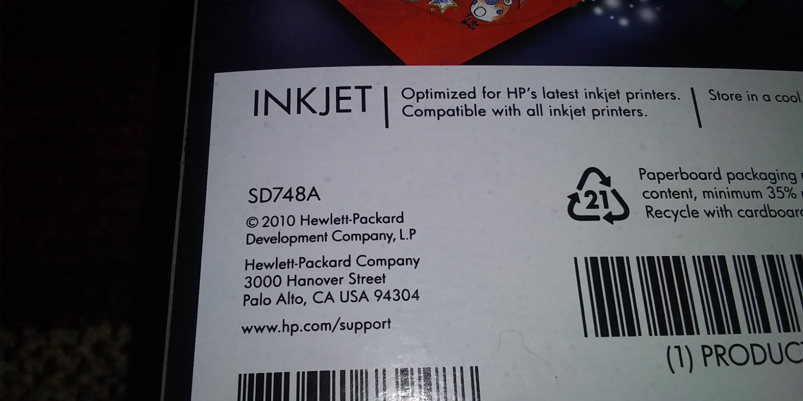 HP Advanced Photo Paper 4”x6” Glossy 200 Sheets (2 X 100) SD748A