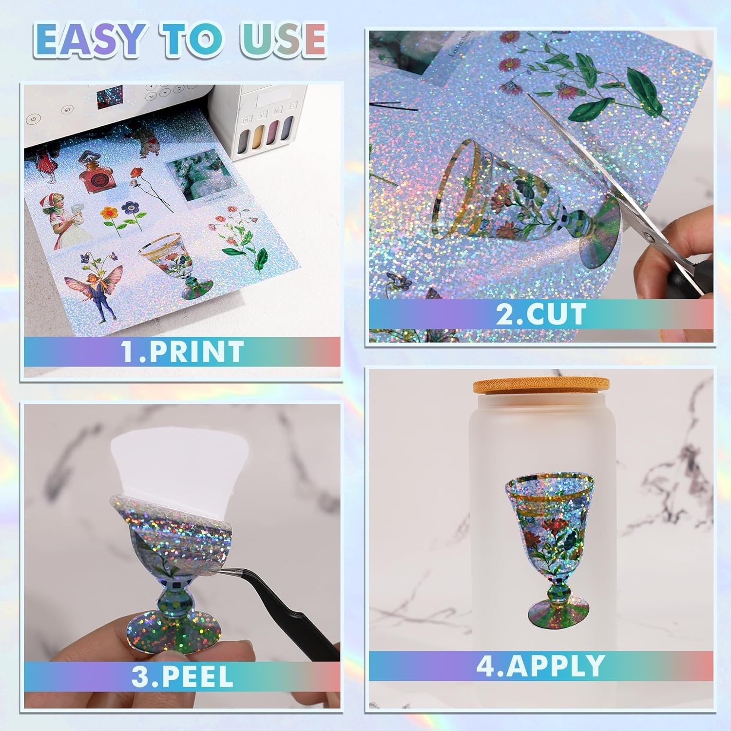 Holographic Sticker Paper for Inkjet & Laser Printers, 20 Sheets Printa…