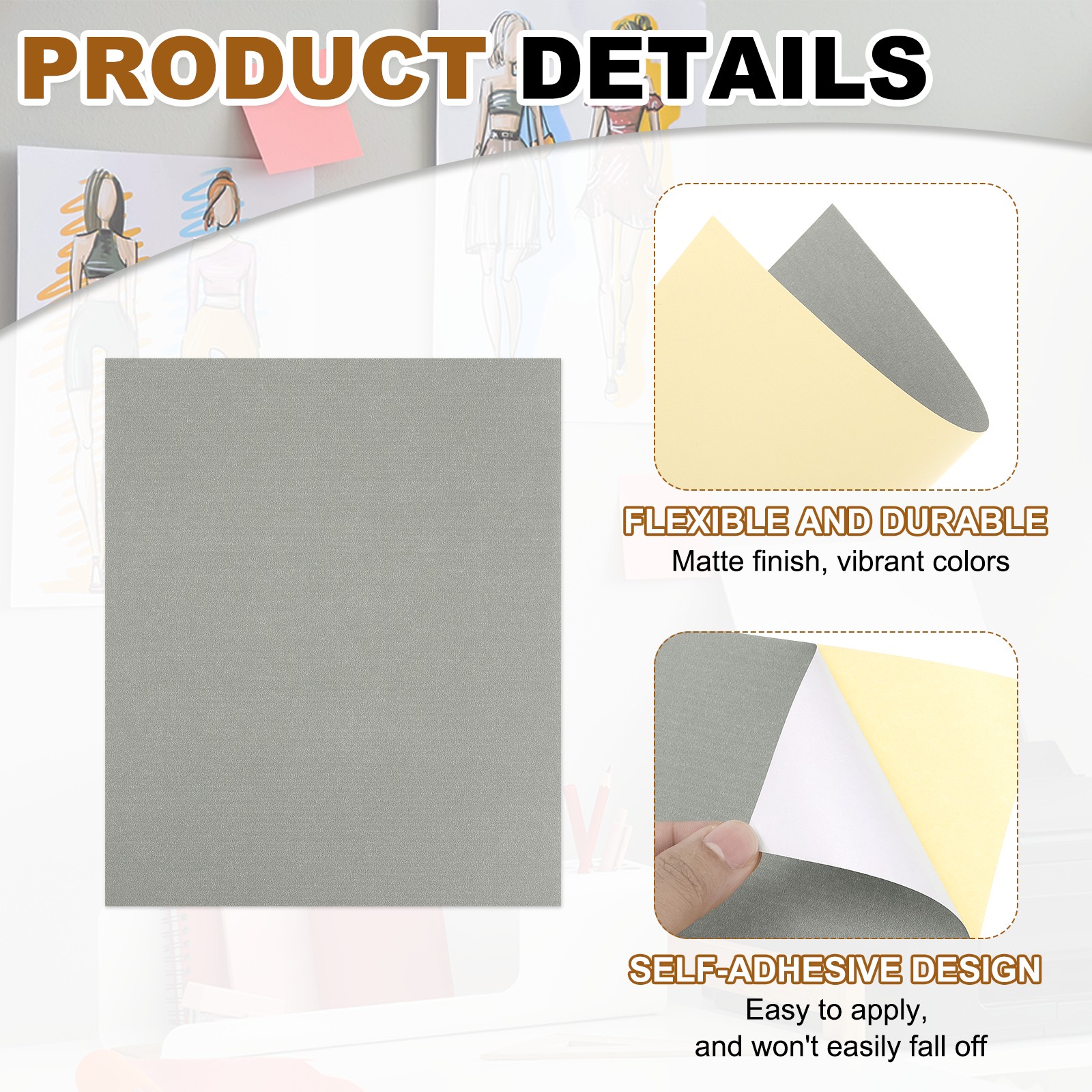 30 Sheets Printable Vinyl Sticker Paper for Inkjet Printer, Gray
