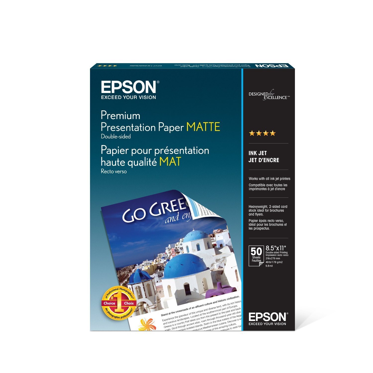 Epson Premium Presentation Paper MATTE (8.5×11 Inches, Double-sided, 50 Sheets)