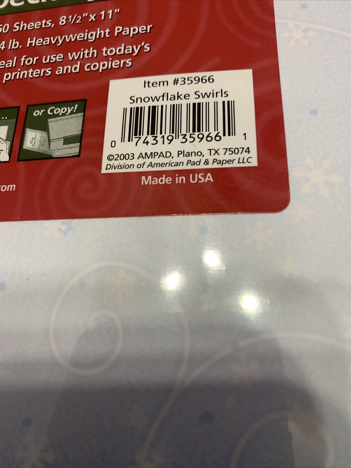Ampad Pack Of 60 Specialty Papers Snowflakes & Swirls. NEW – Item #35966