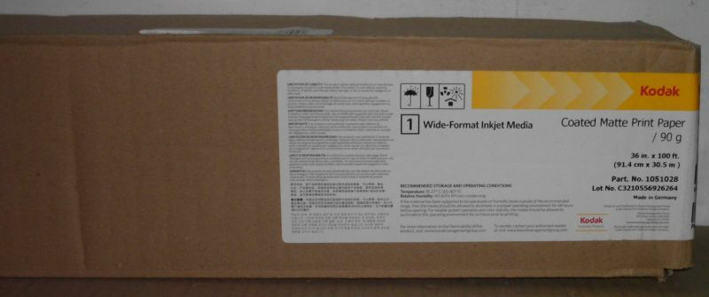 Kodak Coated Matte Print Paper 90g 91.4cm x 30.5m 1051028 Plotter Paper Roll
