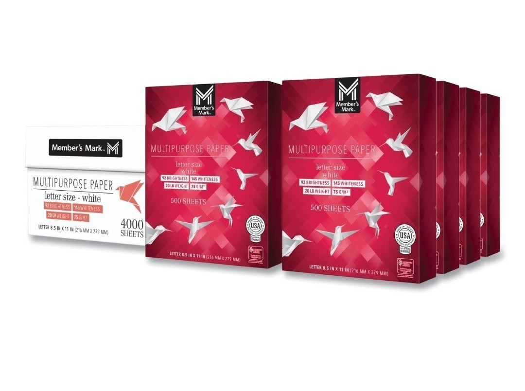 Member’s Mark Multipurpose Copy Paper Printer 10Reams = 4000 Cts White 8.5″x11″