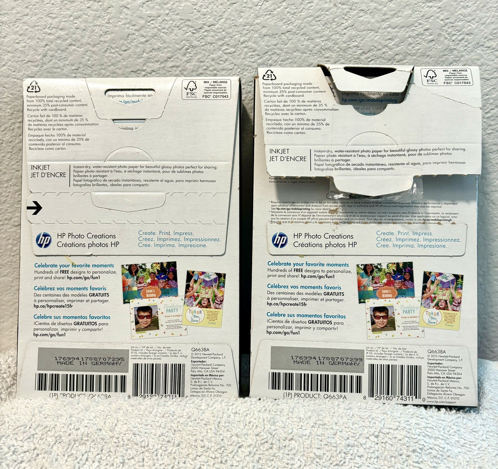 Photo Paper HP Advanced Lot 2 Glossy Q6638A 4×6 , 185 Sheets Total