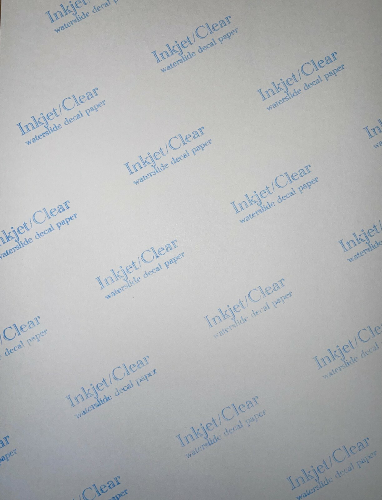 CLEAR INKJET waterslide decal transfer paper 8.5 x 11 standard 50 sheets