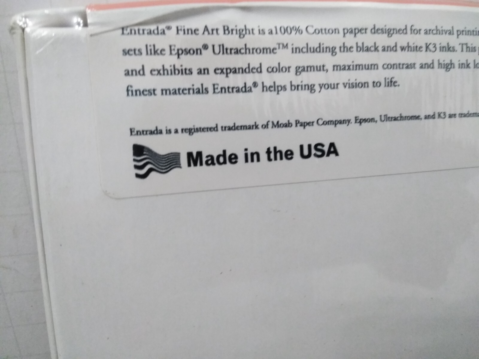 Moab Entrada Fine Art 2-Side bright Inkjet Paper, 8.5×11″, 25 Sheets (USA)