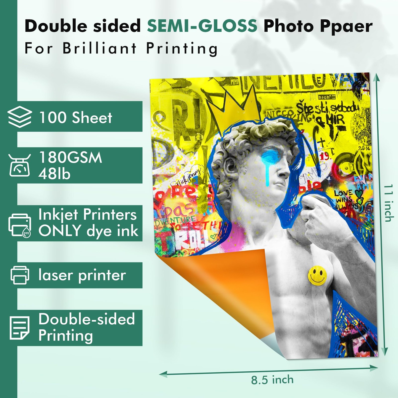 100 Sheets 8.5×11 Inch Koala Double Sided SemiGloss Photo Paper 48LB Inkjet