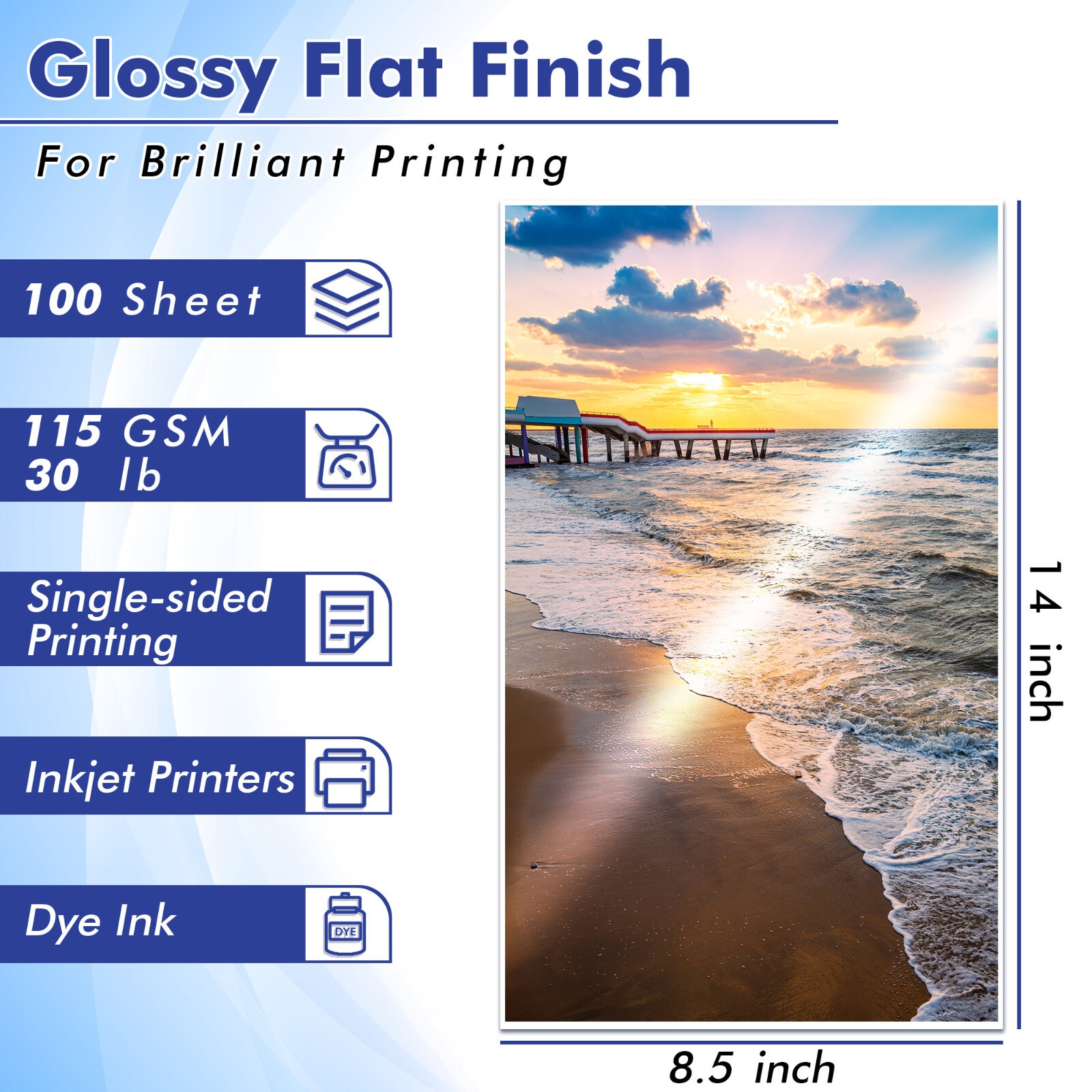 Koala Glossy Printer Paper 8.5×14 30lb 100 Sheets 115g Legal Size Inkjet Photo