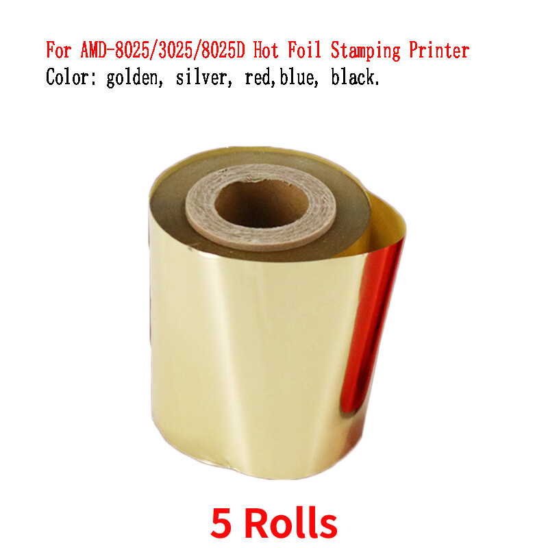 5 Rolls 6.4cm*100m Hot Foil Paper for AMD-8025/3025/8025D Hot Foil Printer