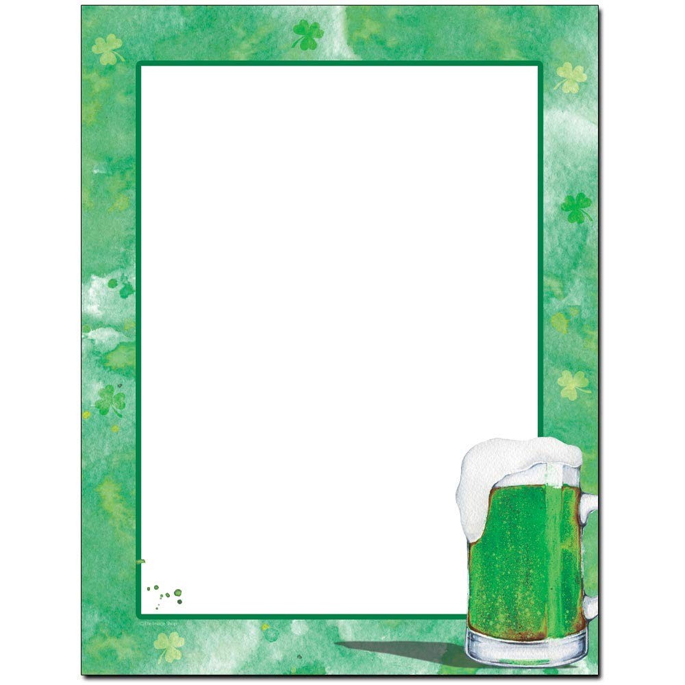 Green Beer Letterhead Laser Inkjet Printer Paper, 100 Sheets Stationary Set