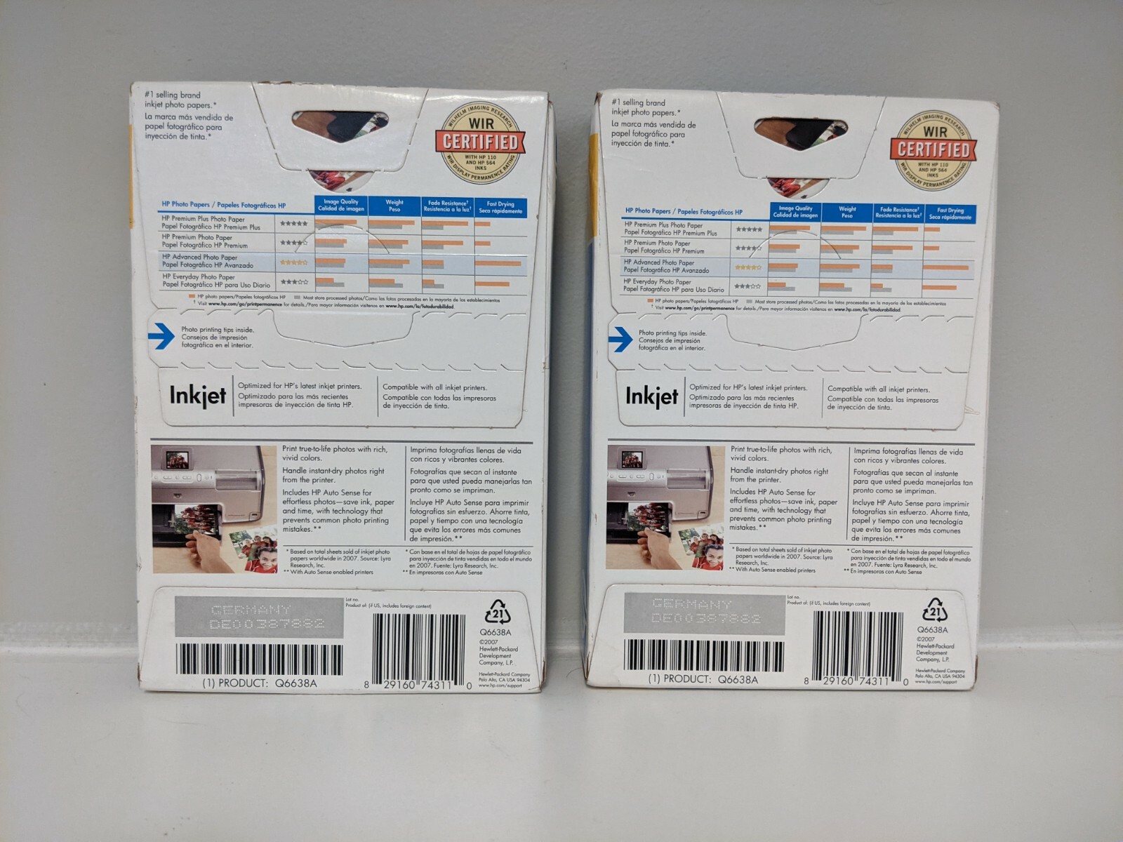 2X HP Advanced Glossy Photo Paper 100 Sheets 4X6 Q6638A New Old Stock Sealed