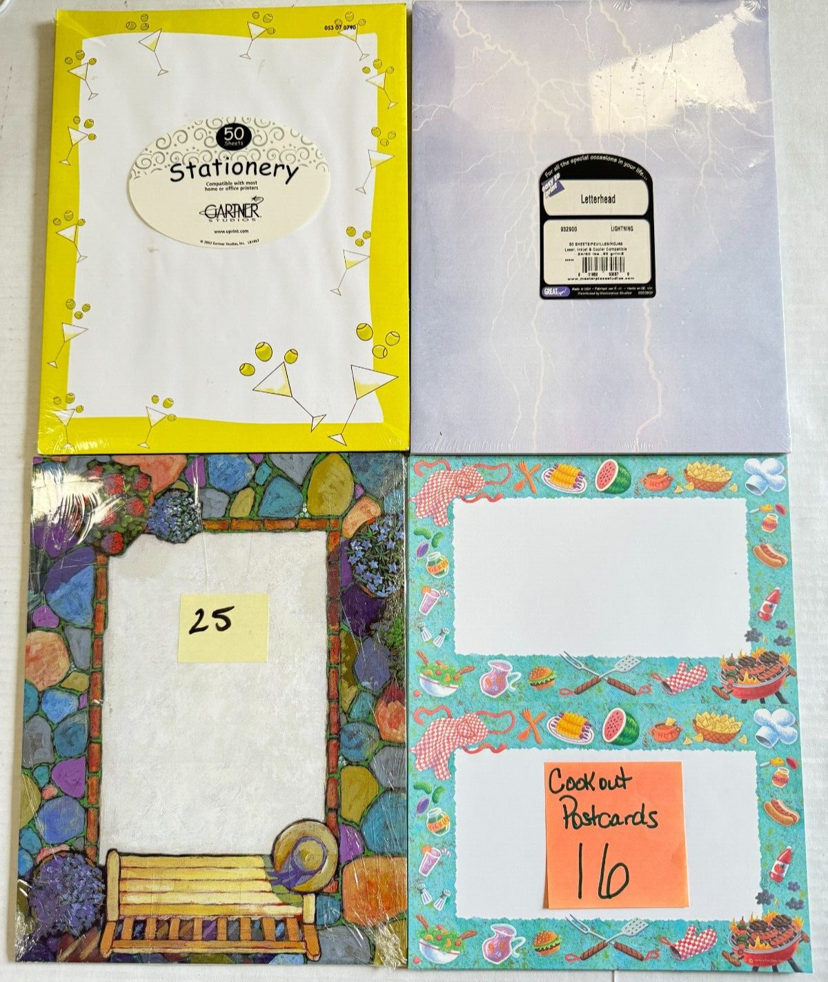 Martini Novelty Inkjet Printer Paper+ BBQ Note Cards Letter 8-1/2″x11″ LOT of 4