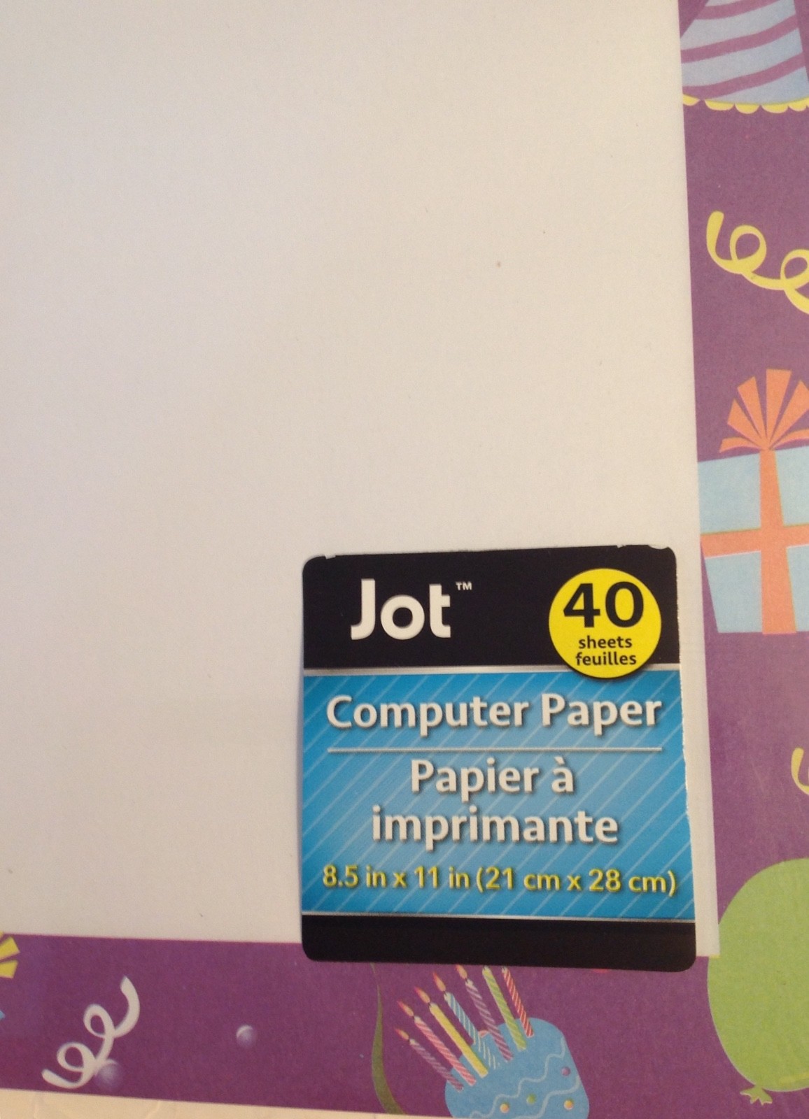Computer Printer Paper Purple Birthday Party Border 40 Sheets 8.5×11 Stationary