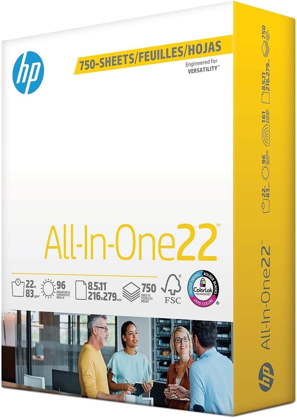 HP Office20 Printer Paper 8.5×11 Paper All In One Mega Ream 96 Bright, 750 Sheet