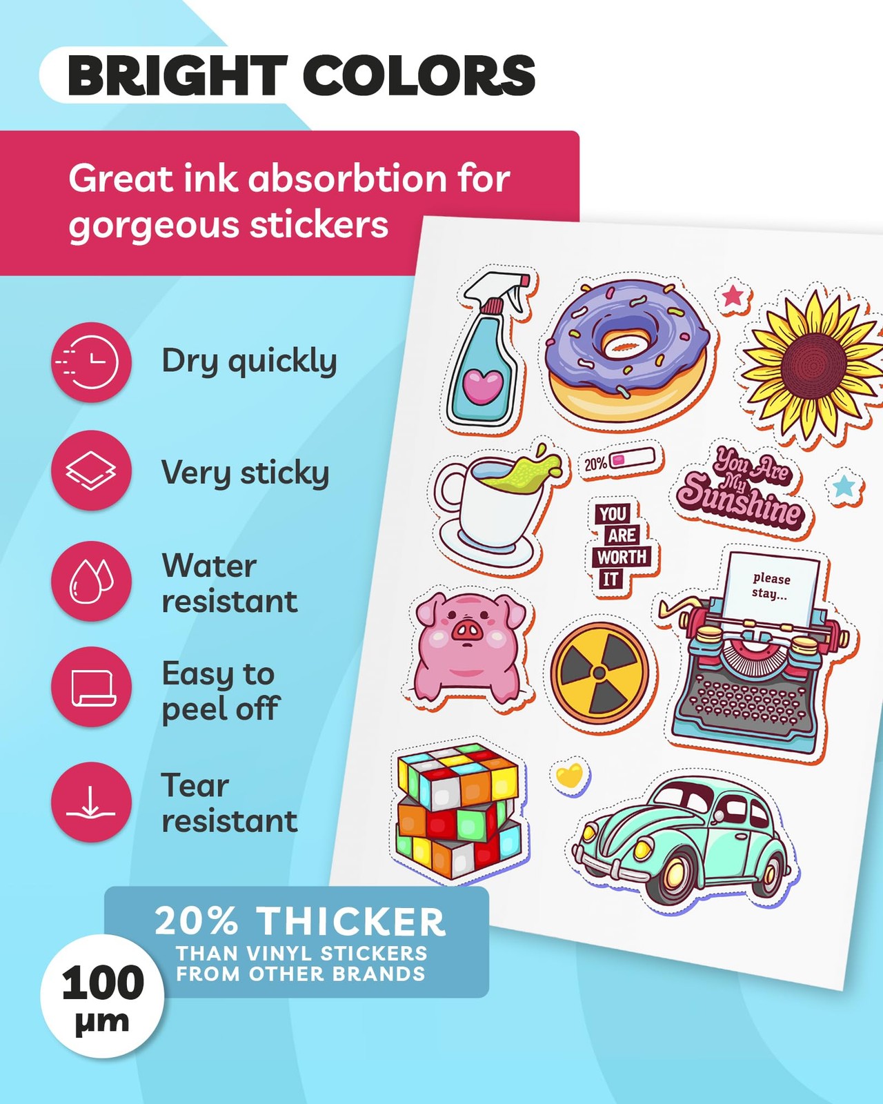 Sticker Paper for Inkjet Printer – (30 Sheets), 8.5 x 11″ Letter Size, Matte …