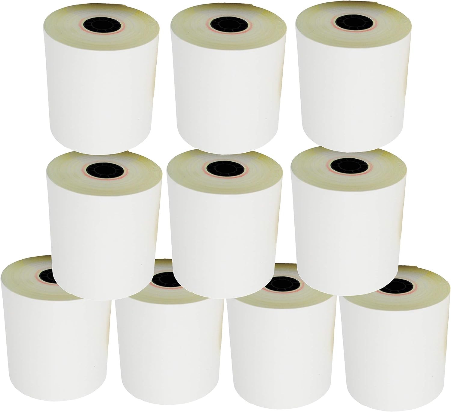 (10 Rolls – 50 GSM) 3” x 95′ White/Canary 2 Ply Pack of 10, white/canary