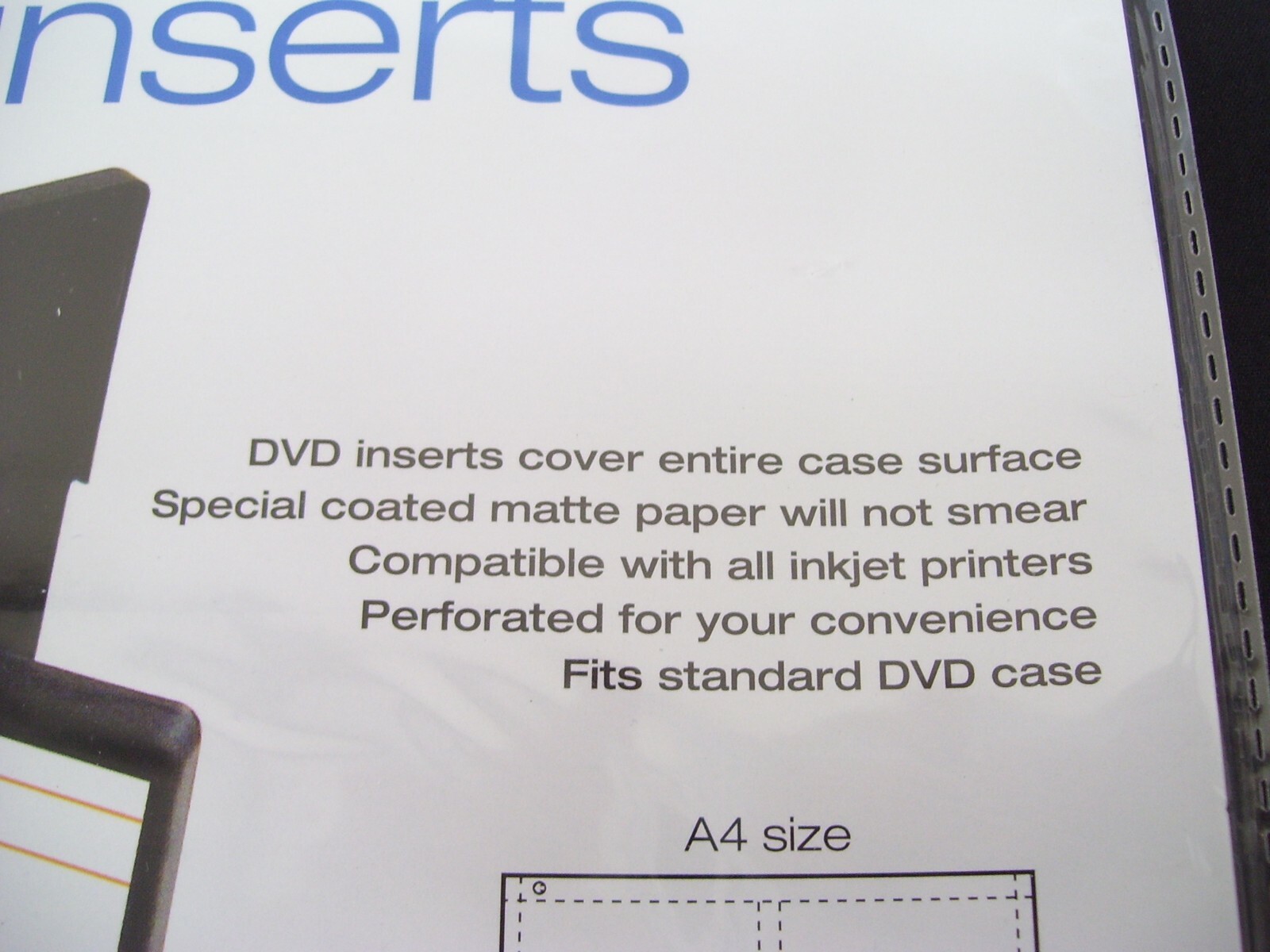 MATTE MATT DVD CASE COVER STORAGE INSERTS INKJET PRINTER A4 LASER AO-INSERTS 25