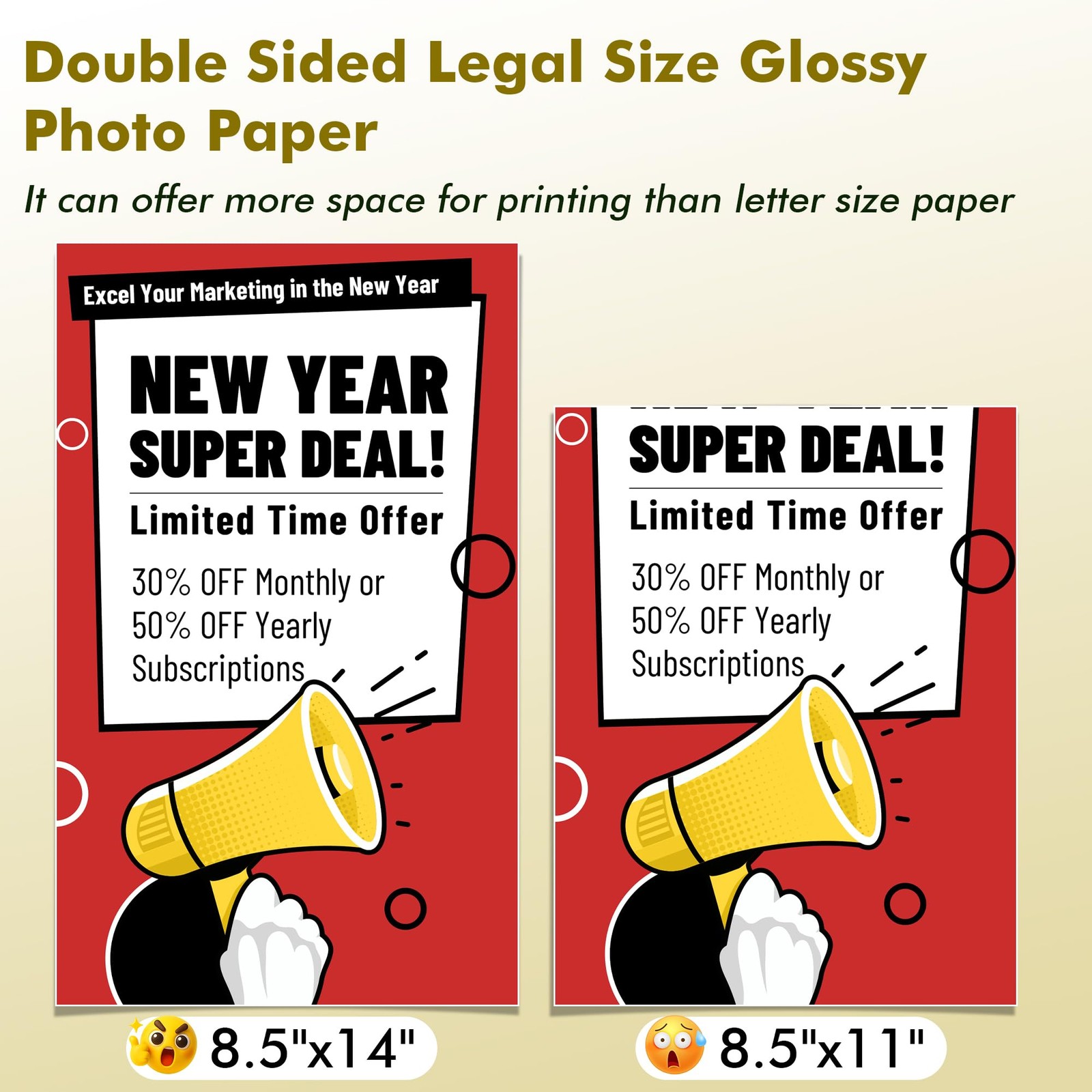 100 Sheets Koala Double Sided Inkjet Glossy Photo Paper Thick 54lb 8.5×14 In