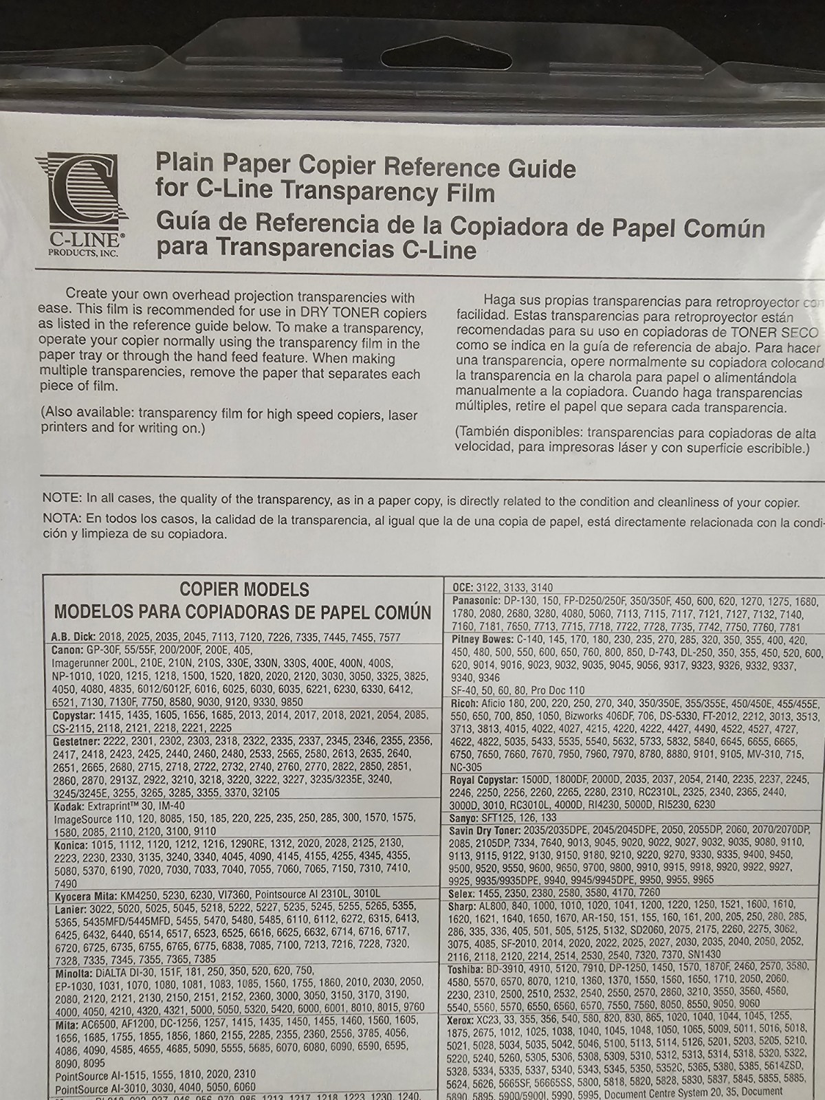C-Line Transparency Film for Plain Paper Copiers 902 Open Package 40pc READ