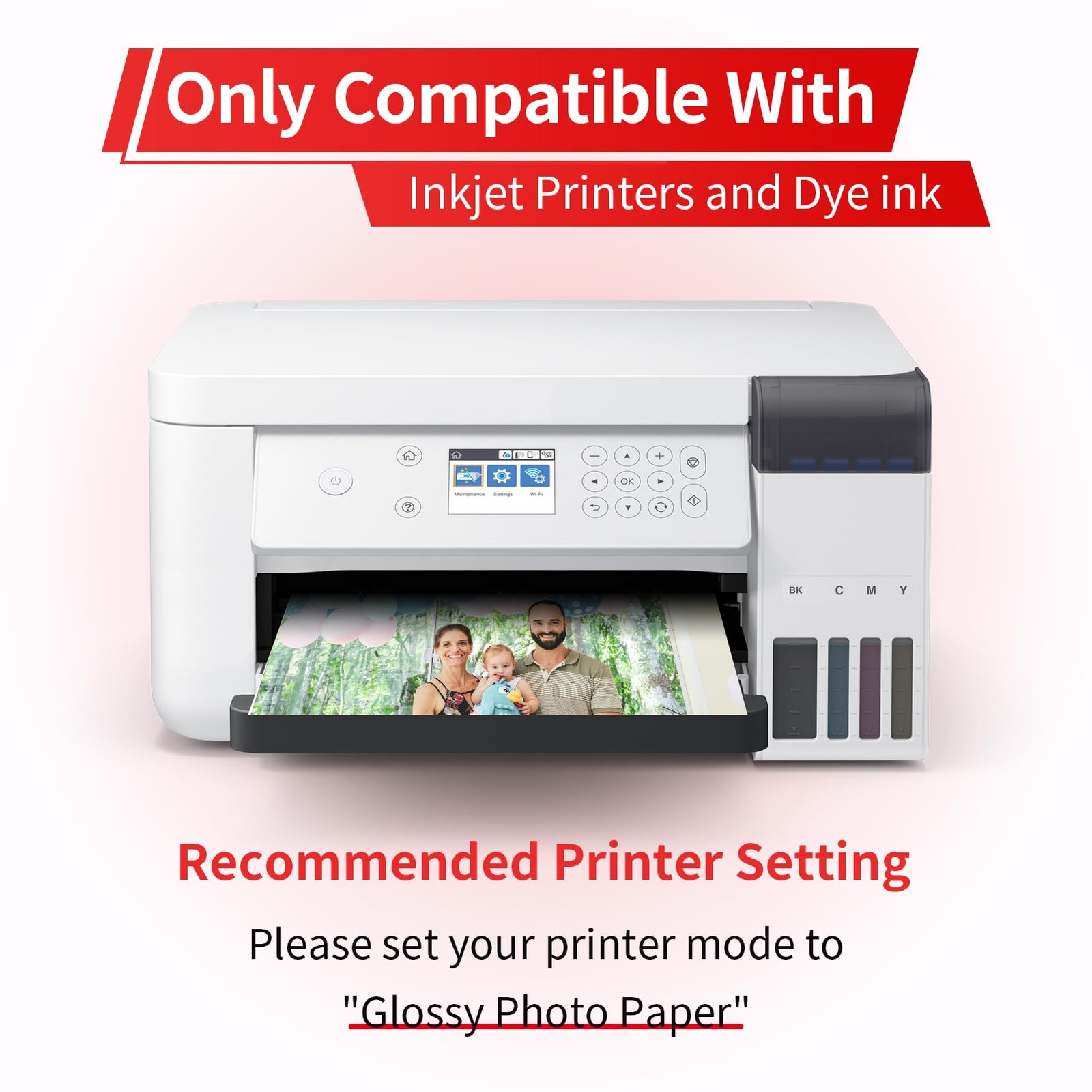 220 Sheets Glossy Thin Inkjet Printer Paper 115gsm 30Lb 8.5×11 Inches DIY