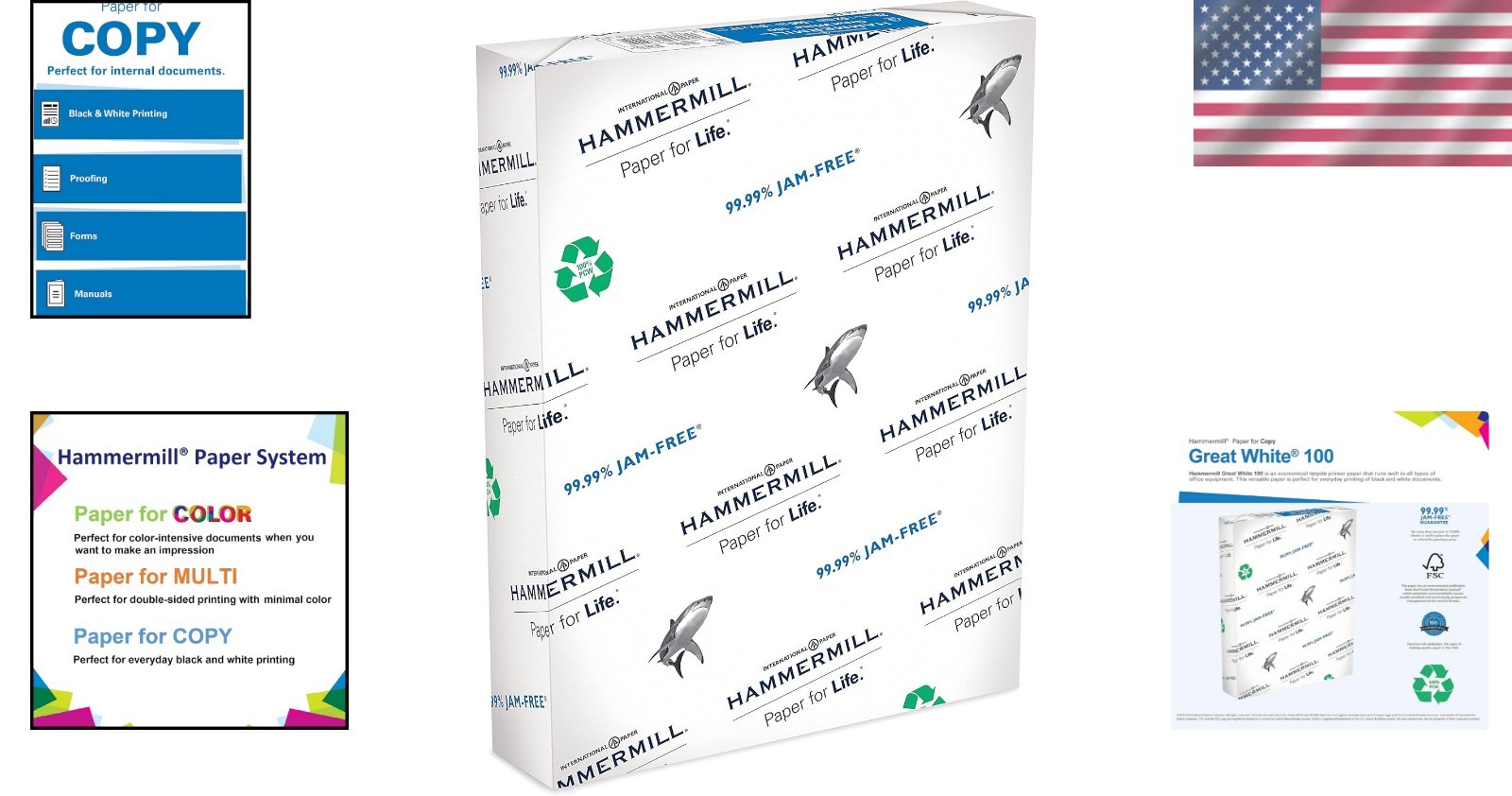 Great White 100% Recycled Paper – 500 Sheets, Jam-Free Copy Paper for Daily Use