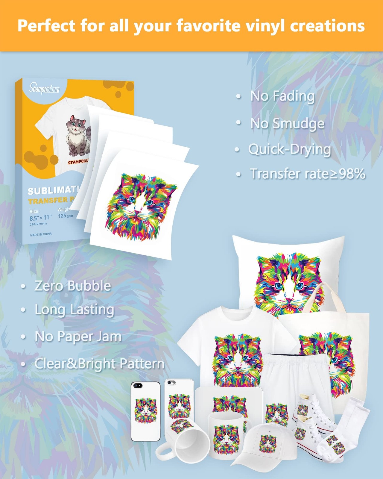 Stampcolour 170 Sheets Sublimation Heat Transfer 8.5×11 inch A4 for Any Epson…