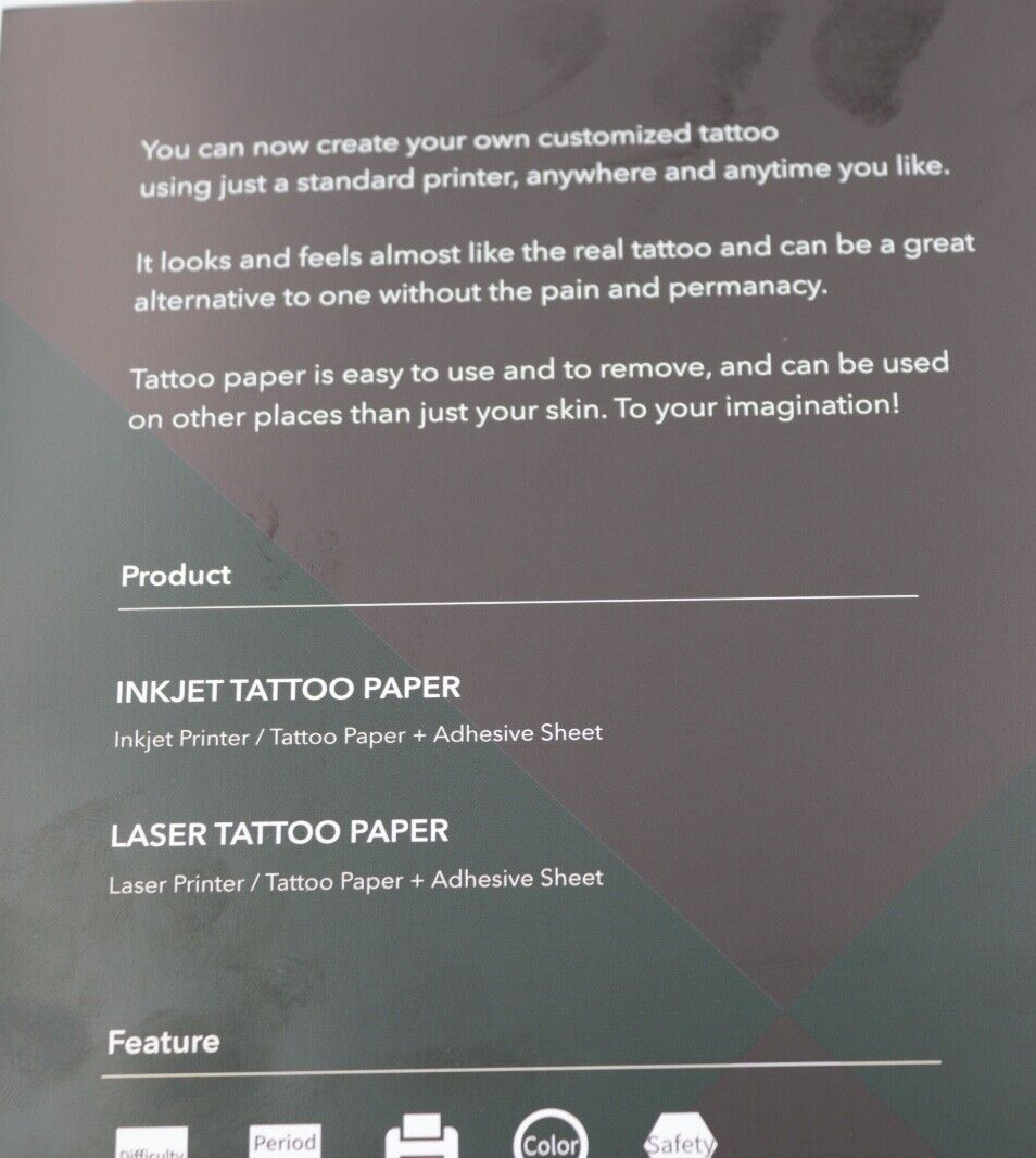 Tattoo Paper Transfer Film A4 X 10 Sheets DIY Tattoo Film for Laser Temporary