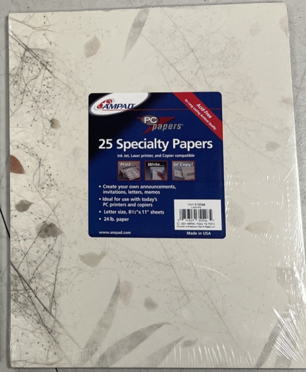 3 Pkgs Ampad Specialty Paper 8 ½” x 11″ Leaves # 35546 Total 75 Sheets New