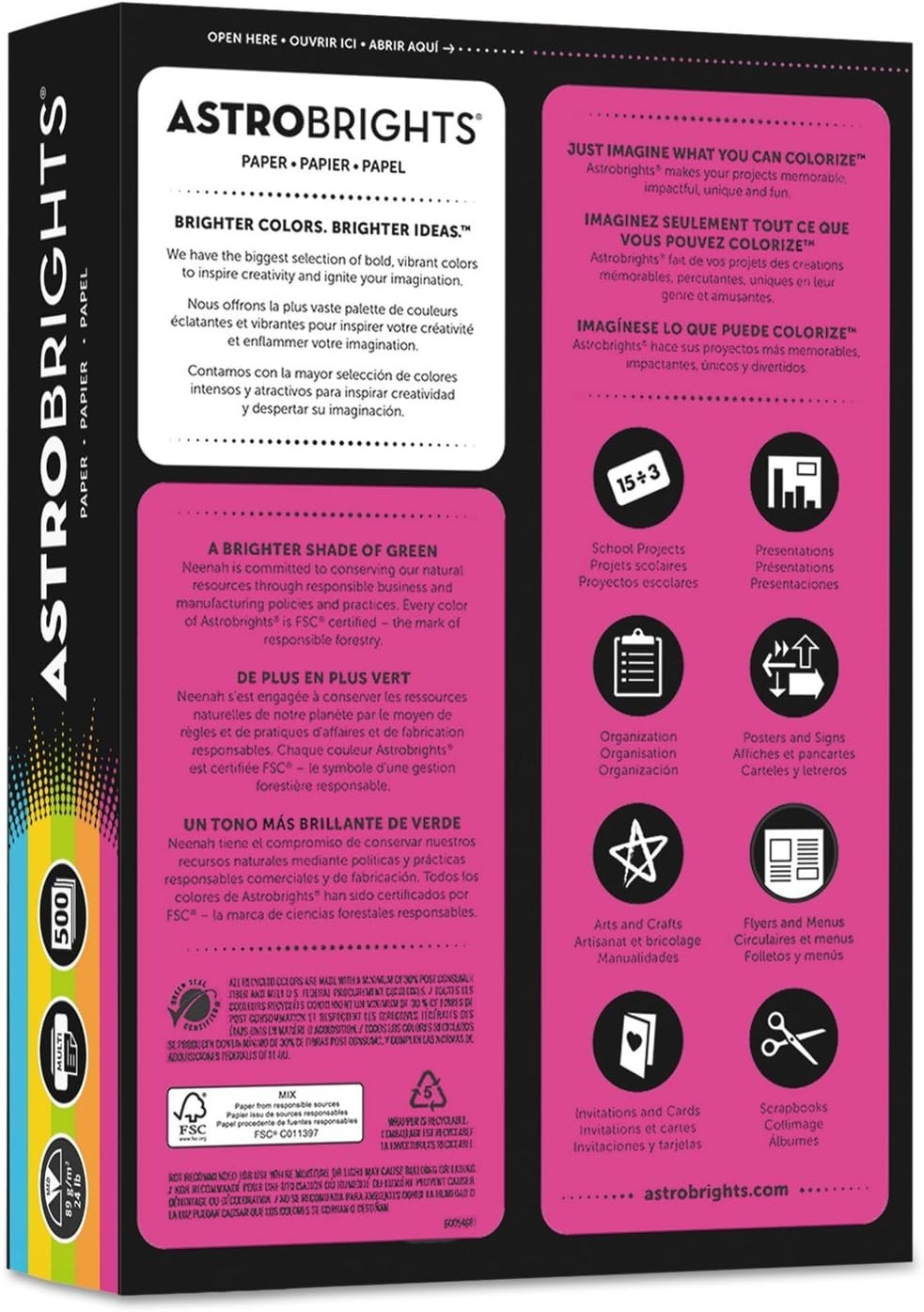 Astrobrights 500 Count Color Paper – Thick 24 lb Sheets for Bleed-Free Printing