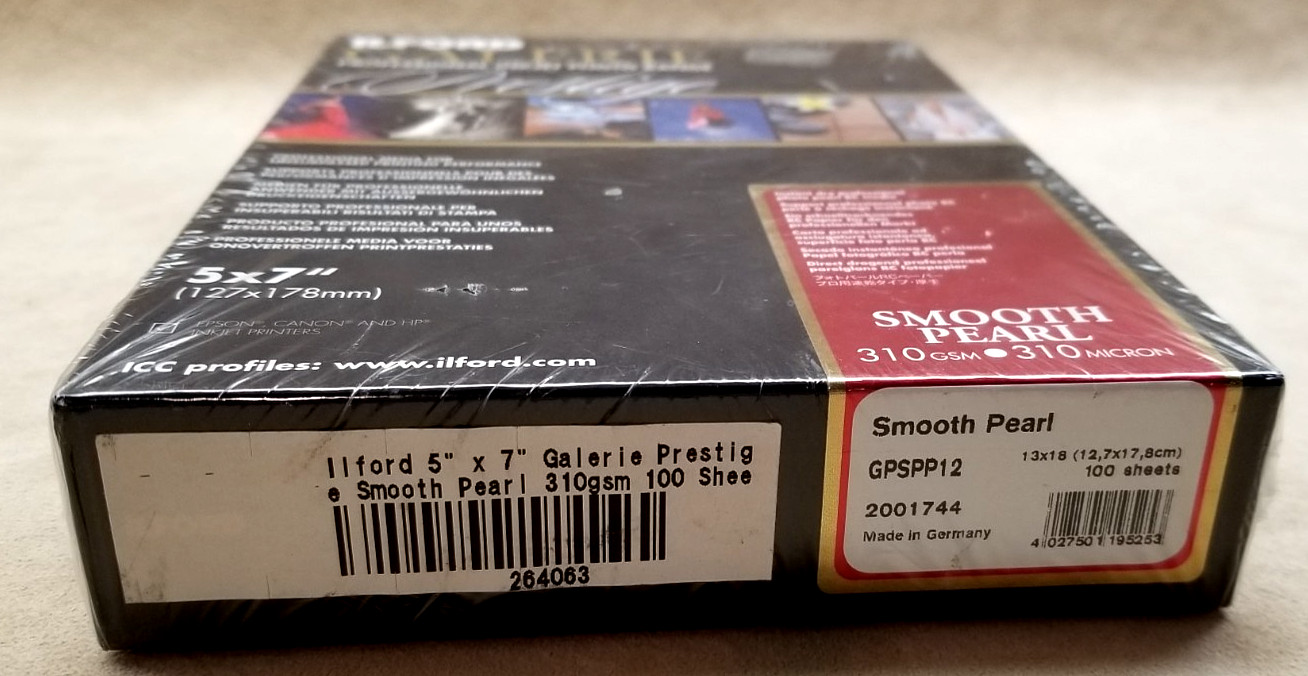 ILFORD GALERIE Prestige Smooth Pearl 5”x7” Inkjet Photo Paper 2001744 100 SHEETS