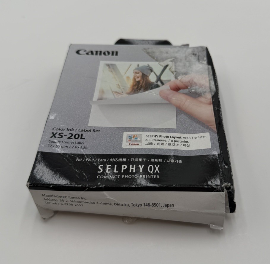 Canon XS-20L Colour Ink Label Set Selphy Square Paper 20 Sheets New Open Box