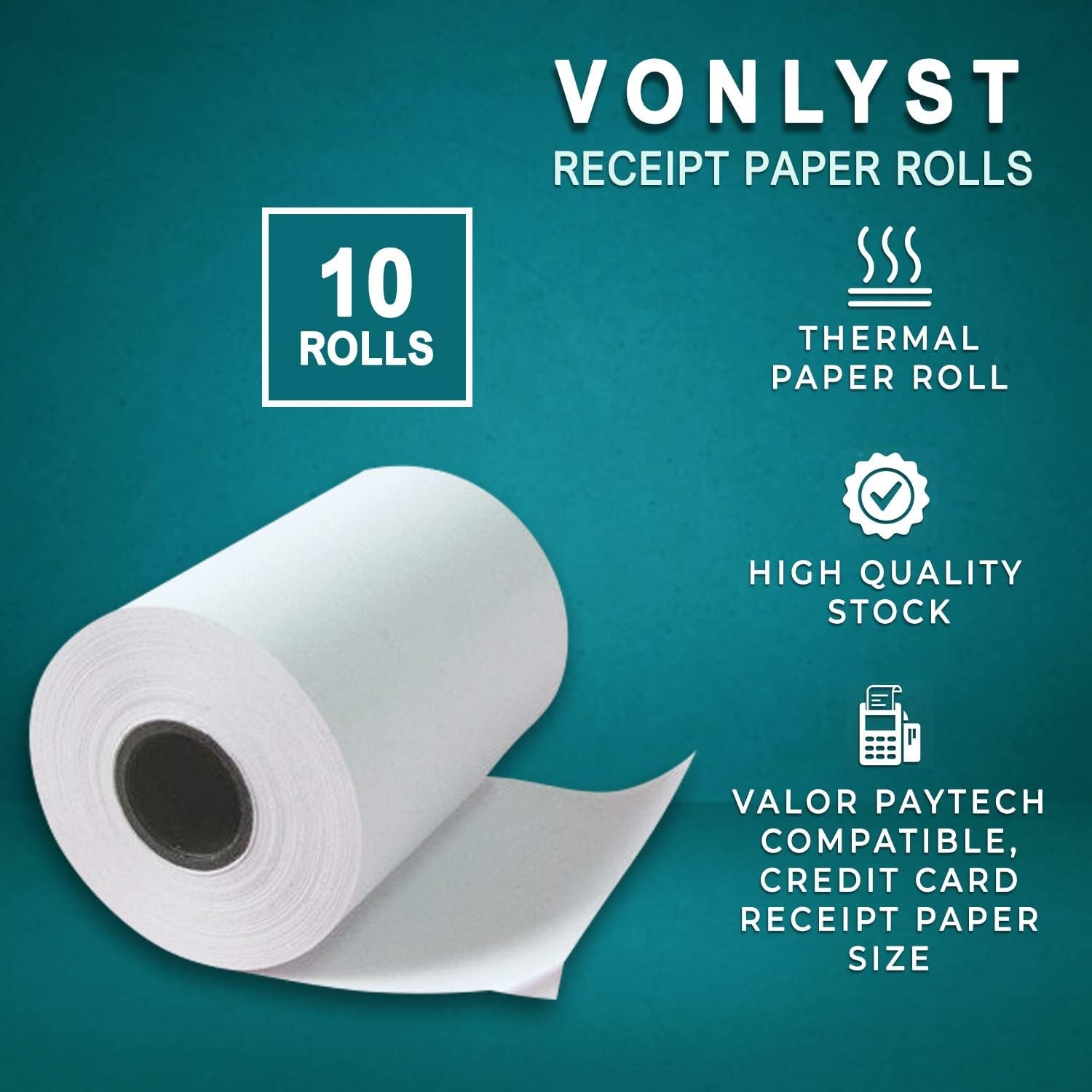 Receipt Paper Roll for Valor Paytech VL 110 and 500 White Thermal