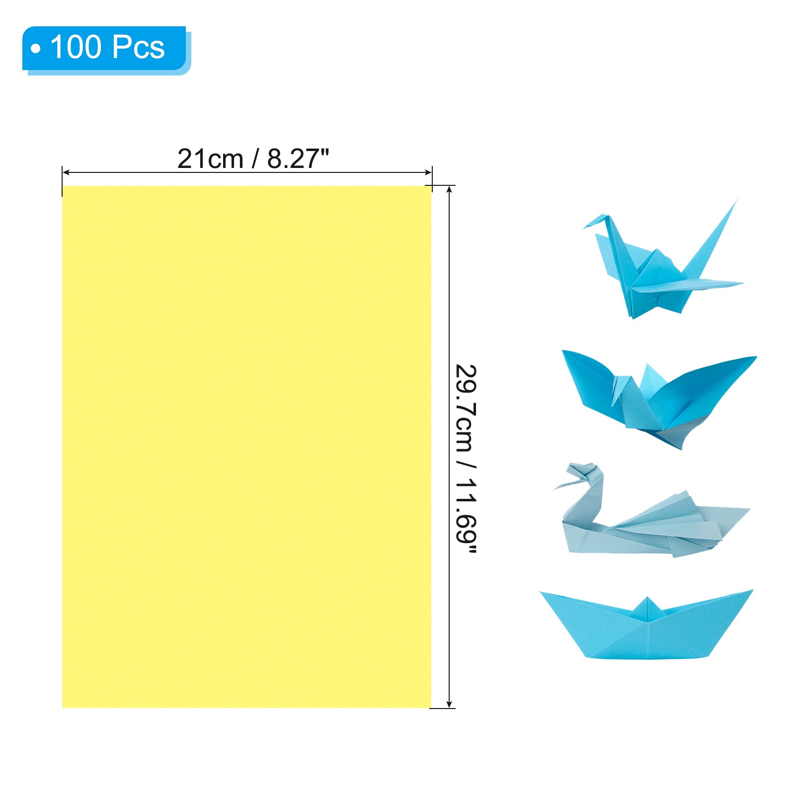 Bright Yellow Color Copy Paper, 100 Sheets 11.7×8.3″ A4 70gsm